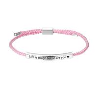 JewelryWe Pulsera tubular motivacional para mujer, Don't LET THE Hard Days Win Negra Ajustable Trenzado Nylon Brazalete con Acero Inoxidable Deslizador Regalo Inspirador, Acero inoxidable