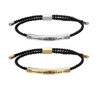 JewelryWe Pulsera tubular motivacional para mujer, Don't LET The Hard Days Win Negra Ajustable Trenzado Nylon Brazalete con Acero Inoxidable Deslizador Regalo Inspirador, Nailon