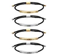 JewelryWe Pulsera tubular motivacional para mujer, Don't LET THE Hard Days Win Negra Ajustable Trenzado Nylon Brazalete con Acero Inoxidable Deslizador Regalo Inspirador, Acero inoxidable Nailon
