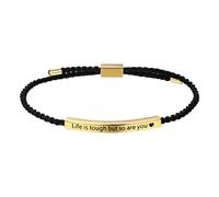 JewelryWe Pulsera tubular motivacional para mujer, Don't LET THE Hard Days Win Negra Ajustable Trenzado Nylon Brazalete con Acero Inoxidable Deslizador Regalo Inspirador, Acero inoxidable