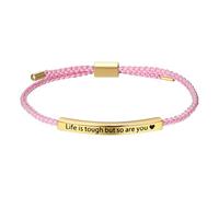 JewelryWe Pulsera tubular motivacional para mujer, Don't LET THE Hard Days Win Negra Ajustable Trenzado Nylon Brazalete con Acero Inoxidable Deslizador Regalo Inspirador, Acero inoxidable
