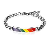 JewelryWe Pulsera Unisex de Arco Iris para Hombre y Mujer, Acero Inoxidable, Regalo de Amor
