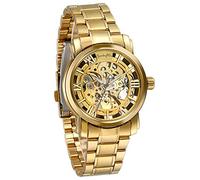 JewelryWe Regalo de papá Día del Padre Reloj Dorado de Esfera Transparente, Reloj de Caballero mecánico, Bonito diseño único, Relojes de Hombre, Regalos Dia del Padre