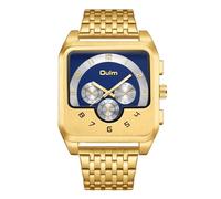 JewelryWe Reloj Analógico Cuadrado Hombre: Relojes de Cuarzo Oro para Caballero Escala de Números Arábigos Esfera Decorativa de Tres Ojos Puntero Luminoso Correa Extraíble - para Ocio Negocio Regalo