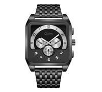 JewelryWe Reloj Analógico Cuadrado Hombre: Relojes de Cuarzo Oro para Caballero Escala de Números Arábigos Esfera Decorativa de Tres Ojos Puntero Luminoso Correa Extraíble - para Ocio Negocio Regalo