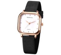 JewelryWe Reloj Analógico Cuadrado Mujer: Reloj de Pulsera de Cuarzo Sencillo Ultrafino Correa de Poliuretano Blanda Esfera Decorada de Mariposas Negro - para Ocio Negocios Regalos