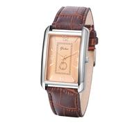 JewelryWe Reloj Analógico Rectangular Hombre: Reloj de Cuarzo Vintage Empresa para Caballero Escala de Número Arábigo Correa de Piel con Decoración un Ojo Marrón - para Uso Diario Ocio Regalo