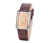 JewelryWe Reloj Analógico Rectangular Mujer: Reloj de Cuarzo Vintage Empresa para Señora Escala de Número Arábigo Correa de Piel con Decoración un Ojo Marrón - para Uso Diario Ocio Regalo