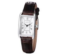 JewelryWe Reloj Analógico Rectangular Mujer: Reloj de Pulsera Cuarzo Pequeño Clásico Vintage para Señora Escala de Números Romanos Correa de Cuero Marrón - para Ocio Negocios Regalos