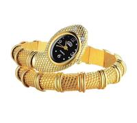 JewelryWe Reloj Analógico Serpiente Mujer: Reloj de Pulsera de Cuarzo Oval para Señora Correa de Aleación Flexible Escala de Números Arábigos Oro - para Ocio Negocios Regalos