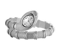 JewelryWe Reloj Analógico Serpiente Mujer: Reloj de Pulsera de Cuarzo Oval para Señora Correa de Aleación Flexible Escala de Números Arábigos Plata - para Ocio Negocios Regalos