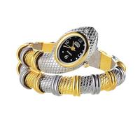 JewelryWe Reloj Analógico Serpiente Mujer: Reloj de Pulsera de Cuarzo Oval para Señora Correa de Aleación Flexible Escala de Números Arábigos Plata Oro - para Ocio Negocios Regalos