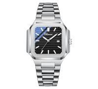 JewelryWe Reloj Analógico Vestir Hombre: Reloj de Pulsera Cuarzo Negocios Cuadrado Correa de Acero Inoxidable Escala Números Romanos Calendario Manos Luminosas Impermeable - para Regalo