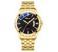 JewelryWe Reloj Analógico Vestir Hombre: Reloj de Pulsera Cuarzo Negocios Redondo Correa de Acero Inoxidable Escala Números Romanos Calendario Manos Luminosas Impermeable - para Regalo