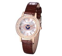 JewelryWe Reloj Analógicos Ojo Turco: Relojes Marrón de Cuarzo Bohemian Redondo para Mujer Universitarios Esfera del Mal de Ojo Circón Correa de Cuero Negocios Ocio Regalo