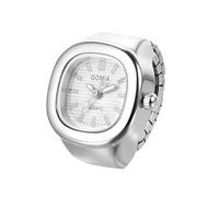 JewelryWe Reloj Anillo Elástico Mujer: Reloj de Dedo Cuarzo Analógico Pequeño Correa de Aleación Caja Cuadrada - para Regalo