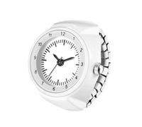 JewelryWe Reloj Anillo Elástico Mujer: Reloj de Dedo Pequeño Correa de Acero Inoxidable Blanco - para Ocio Negocios Regalos