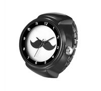 JewelryWe Reloj Anillo Elástico Mujer: Reloj de Dedo Pequeño Correa de Acero Inoxidable Negro - para Ocio Negocios Regalos