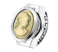 JewelryWe Reloj Anillo Elástico Mujer: Relojes de Dedo Cuarzo Analógico Pequeño Correa de Aleación Escala de Números Arábigos - para Regalo