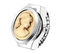 JewelryWe Reloj Anillo Elástico Mujer: Relojes de Dedo Cuarzo Analógico Pequeño Correa de Aleación Escala de Números Arábigos - para Regalo