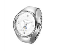 JewelryWe Reloj Anillo Elástico Unisex: Reloj de Cuarzo Analógicos para Hombre y Mujer Escala de Barra Correa de Acero Inoxidable Estirable Plata - para Uso Diario Ocio Regalo