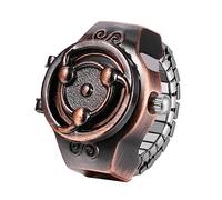 JewelryWe Reloj Anillo, Reloj Elástico, Reloj Dedo Unisex, Reloj Anillo Halloween, Analógico Cuarzo Esfera Digital, Resistente al Agua (1ATM), Bronce Rojo
