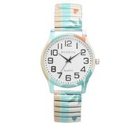 JewelryWe Reloj Bohemio Analógico de Unisex: con Correa Elástica Expansible, Números Árabes Grandes de Alta Legibilidad, Esfera Clara - Unisex, Multicolor Floral