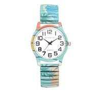 JewelryWe Reloj Bohemio Analógico de Unisex: con Correa Elástica Expansible, Números Árabes Grandes de Alta Legibilidad, Esfera Clara - Unisex, Multicolor Floral