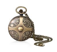 JewelryWe Reloj Bolsillo Analógico Unisex: Reloj de Bolsillo de Cuarzo para Hombre y Mujer Decoración de Engranajes Escala de Número Arábigo Cadena de Cintura - para Uso Diario Colecciones Regalo