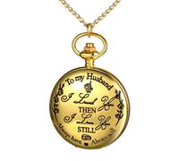 JewelryWe Reloj Bolsillo Mecánico Automático: Reloj de Bolsillo de Embossed To My Husband Época para Hombre Escala de Números Arábigos Cadena de Puentes - para Uso Diario Colecciones Regalo