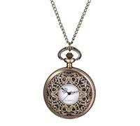 JewelryWe Reloj Bolsillo Vintage Esqueleto: Reloj de Bolsillo de Cuarzo Analógico para Hombre Grabado Decorativo Patron Cadena Jumper Esfera de Números Arabes - para Uso Diario Colección Regalo