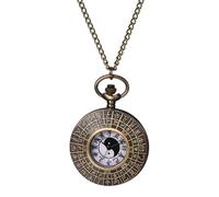JewelryWe Reloj Bolsillo Yin Yang: Reloj de Bolsillo Tai Chi de Cuarzo Analógico Vintage para Hombre Bronce con Cadena Escala de Números Romanos - para Uso Diario Colecciones Regalo