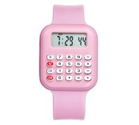 JewelryWe Reloj Calculadora Electrónico Niños: Reloj de Pulsera Digital Rectangular para Chicos y Chicas Correa de ABS Calendario Rosa - para Ocio Negocios Regalos
