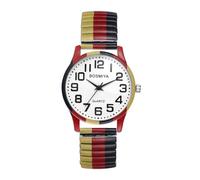 JewelryWe Reloj con Correa Elástica Unisex: Brazalete de Bandera Alemana Brazalete de Cuarzo Analógico con Gran Esfera de Números Árabes - para Ocio Negocios Regalos