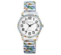 JewelryWe Reloj Correa Elástica Bohemio: Relojes de Cuarzo Analógico Redondo para Mujer Esfera Escala Numérica Arábigos Grande - para Ocio Negocios Regalo