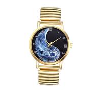 JewelryWe Reloj Correa Elástica Hombre: Reloj de Cuarzo Analógico Esfera Decorativa Tai Chi Yin Yang Escala de Números Romanos Oro - para Ocio Negocios Regalos