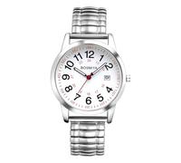 JewelryWe Reloj Correa Elástica Hombre: Reloj de Pulsera Redondo Cuarzo Analógico para Caballero Correa de Aceros Inoxidable de Escala Numérica Arábigos Calendario - para Ocio Negocios Regalos