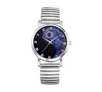 JewelryWe Reloj Correa Elástica Mujer: Reloj de Cuarzo Analógico Esfera Decorativa Tai Chi Yin Yang Escala de Números Romanos Plata - para Ocio Negocios Regalos