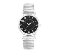 JewelryWe Reloj Correa Elástico Mujer: Reloj de Pulsera de Cuarzo Analógico Redondo Correa de Acero Inoxidable Esfera de Runas de Anillo Mágico Casual Negocios - para Regalos