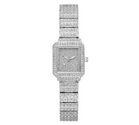 JewelryWe Reloj Cuadrado con Diamantes para Mujer : Reloj de Cuarzo Analógico con Diamantes en la Correa de Acero Inoxidable - Adecuado para Eventos de Negocios Fiestas y Regalos Plata