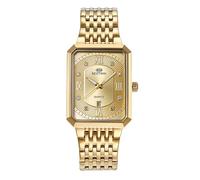 JewelryWe Reloj Cuarzo Analógico Hombre: Relojes Cuadrado de Oro Plata Correa de Acero Inoxidable Extraíble Puntero Luminoso Calendario Resistente al Agua - para Negocios Ocio Regalos