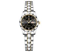 JewelryWe Reloj Cuarzo Analógico Parejas: Relojes Redondo Resistente al Agua para Mujer Calendario Escala de Barras Luminoso Correa de Acero Inoxidable Extraíble - para Ocio Negocios Regalos