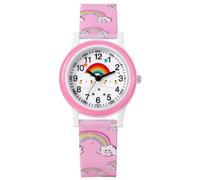 JewelryWe Reloj Cuarzo Analógicos Niños: Relojes Redondo Arco Iris Pequeños Dibujos Animados para Niñas y Estudiantes Correa de Silicona Escala de Números Arábigos - para Uso Diario Escuela Regalo