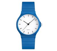 JewelryWe Reloj Cuarzo Analógicos Unisex: Relojes Redondo Clásico Resistente al Agua Azul para Hombre y Mujer y Estudiantes Correa de Silicona Escala de Barra - para Ocio Deportes Regalos