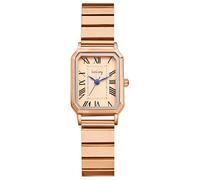 JewelryWe Reloj de Analógico Rectangulare Mujer: Reloj de Cuarzo Pequeño Correa de Acero Inoxidable Ajustable Escala Numérica Romana de Fácil Lectura Oro Rosa - para Regalo