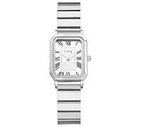 JewelryWe Reloj de Analógico Rectangulare Mujer: Reloj de Cuarzo Pequeño Correa de Acero Inoxidable Ajustable Escala Numérica Romana de Fácil Lectura Plata - para Regalo
