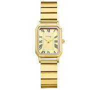 JewelryWe Reloj de Analógico Rectangulare Mujer: Reloj de Cuarzo Pequeño Correa de Acero Inoxidable Ajustable Escala Numérica Romana de Fácil Lectura Oro - para Regalo