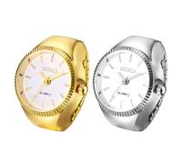 JewelryWe Reloj de anillo analógico para mujer, de cuarzo, elástico, anillo de pulsera, regalo para niñas, negro, blanco, rojo y rosa, Escala de barras, juego de 2 unidades, Deportes