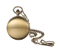 JewelryWe Reloj de Bolsillo Mecánico Manual: para Hombre Vintage Caja de Redondo Doble Cara Dial de Engranajes Escala de Numérica Romanos con Cadena de 38cm - para Regalo