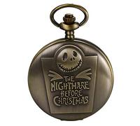 JewelryWe - Reloj de Bolsillo Retro para Hombre y Mujer, Esfera de Calavera con Collar de Bronce Antiguo, Modelo 1, cráneo